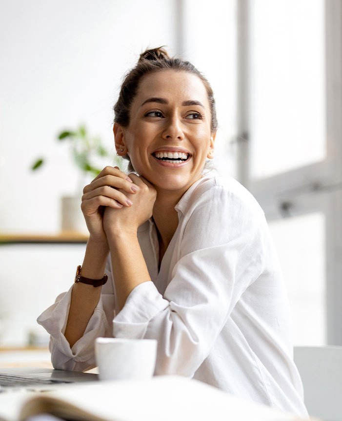 woman smiling working